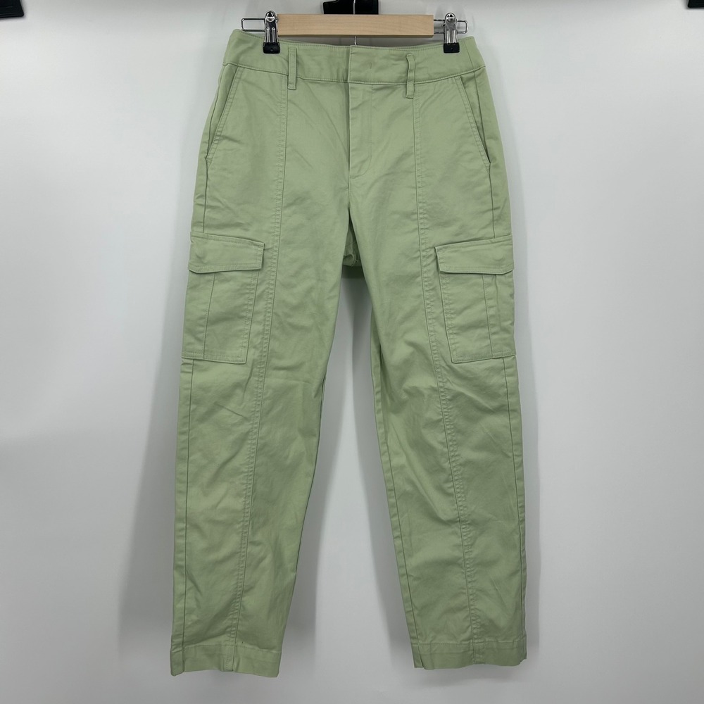 A New Day Womens Sage Green Cargo Pants High Rise Straight Leg Ankle Size 6